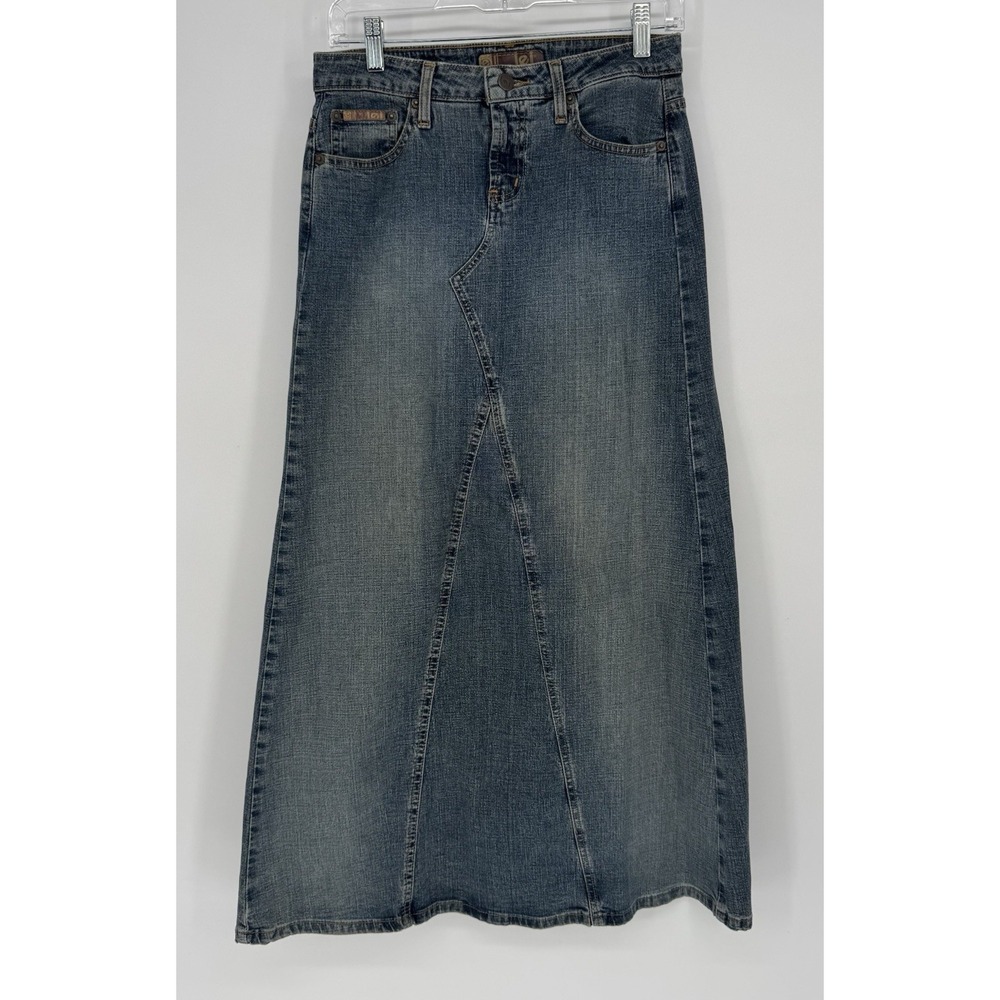 Lei Vintage Denim Skirt‎ Y2K Juniors Size 3 A Line Maxi Low Rise Modest